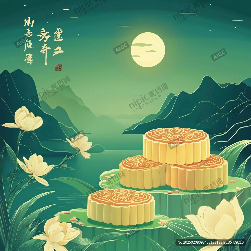 月餅包裝中秋插畫