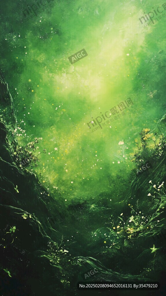 神秘綠色水晶夢幻背景