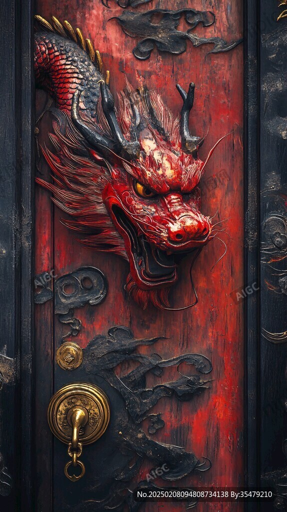 門上的漆龍