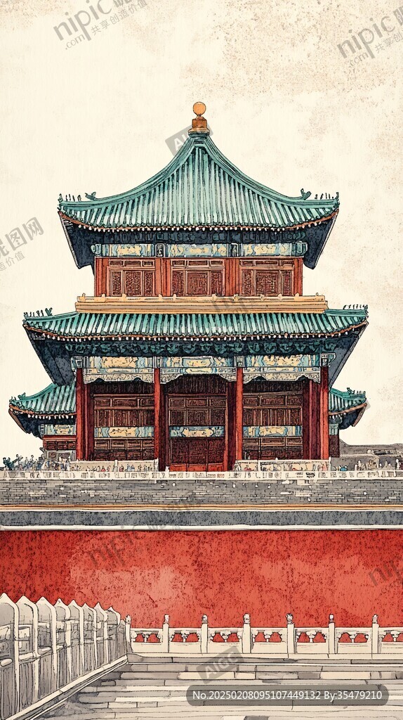 樓角故宮插畫