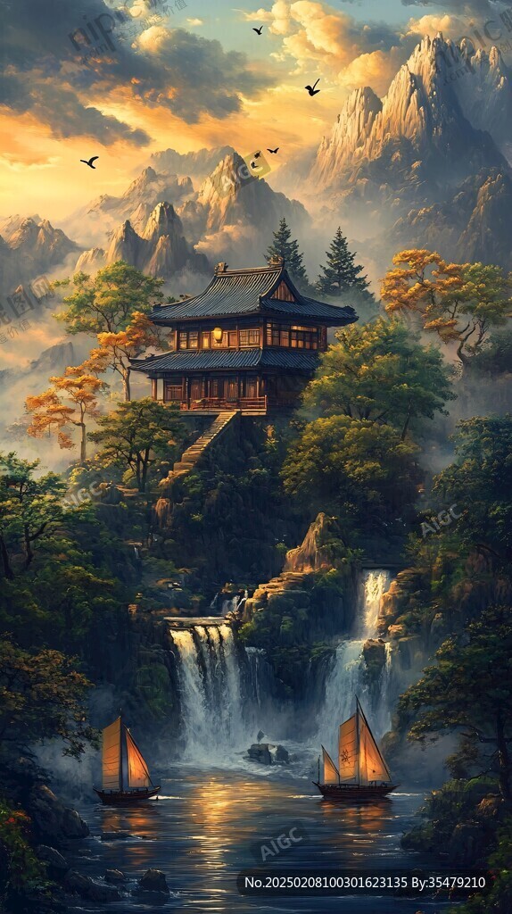 山水樓閣雅致意境風(fēng)