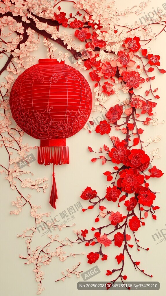 燈籠梅花背景圖