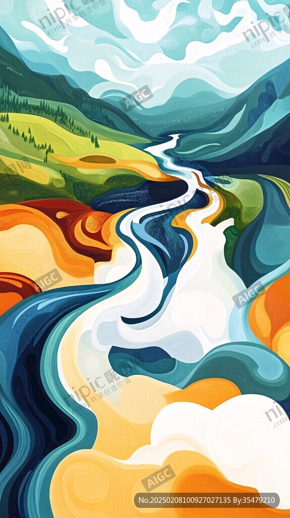 河流插畫