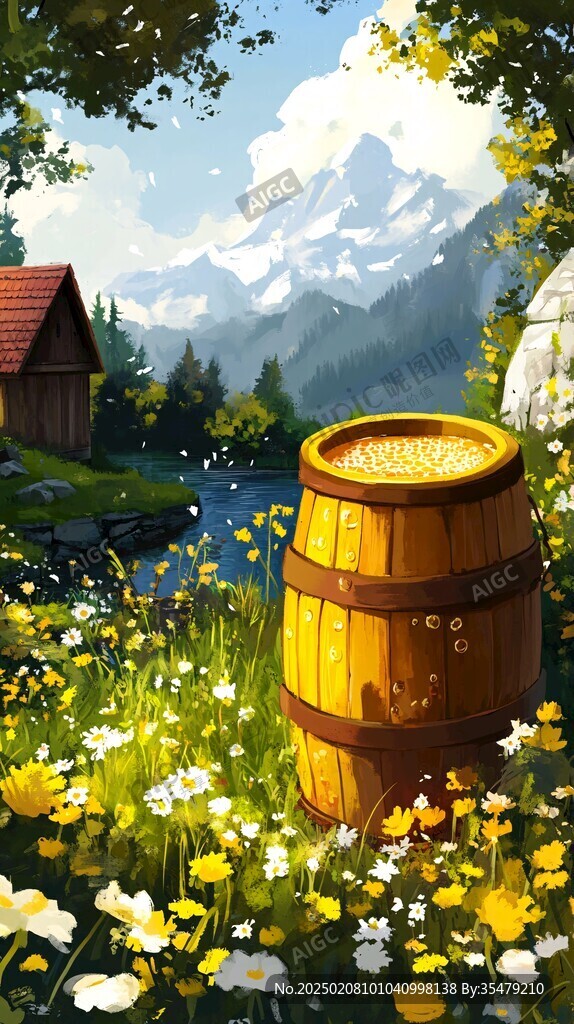 采蜂蜜插畫