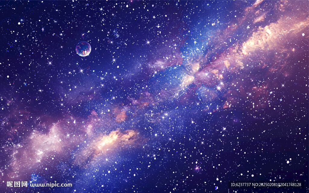 藍紫色宇宙星空背景墻