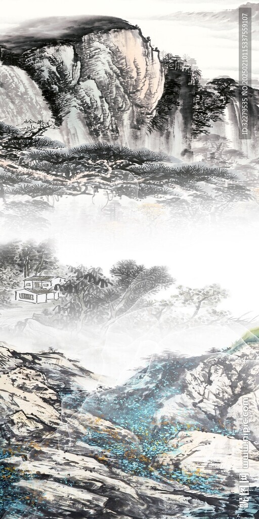 國(guó)畫 新傳中式玄關(guān) tif分層