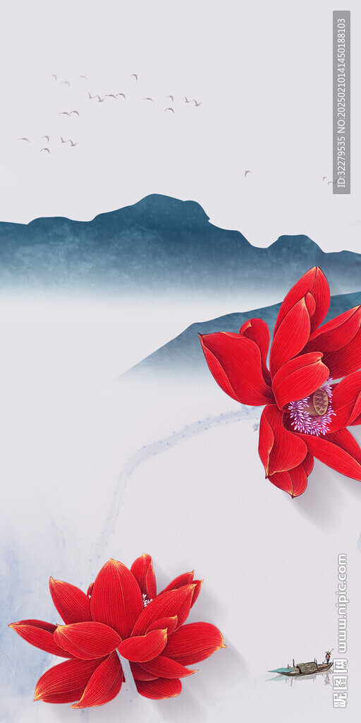 荷花 大氣高檔玄關(guān) tif分層