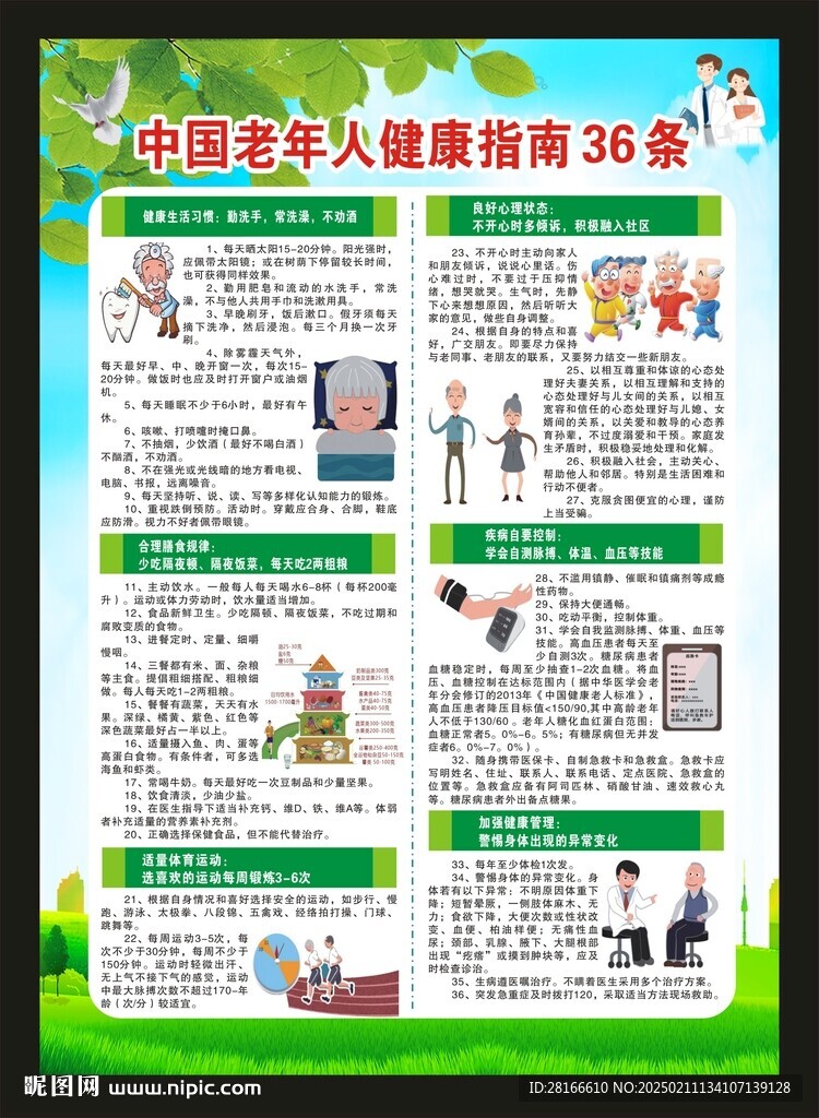老年人健康指南36條海報(bào)