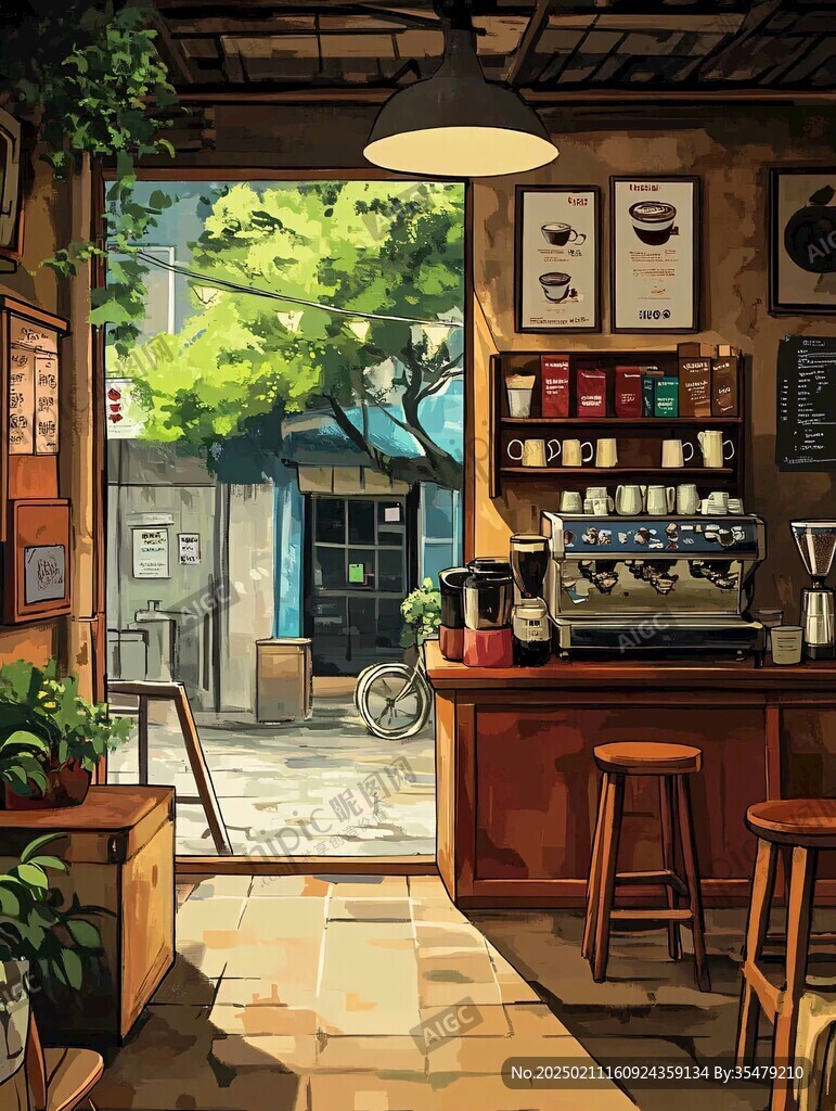 街邊小店插畫