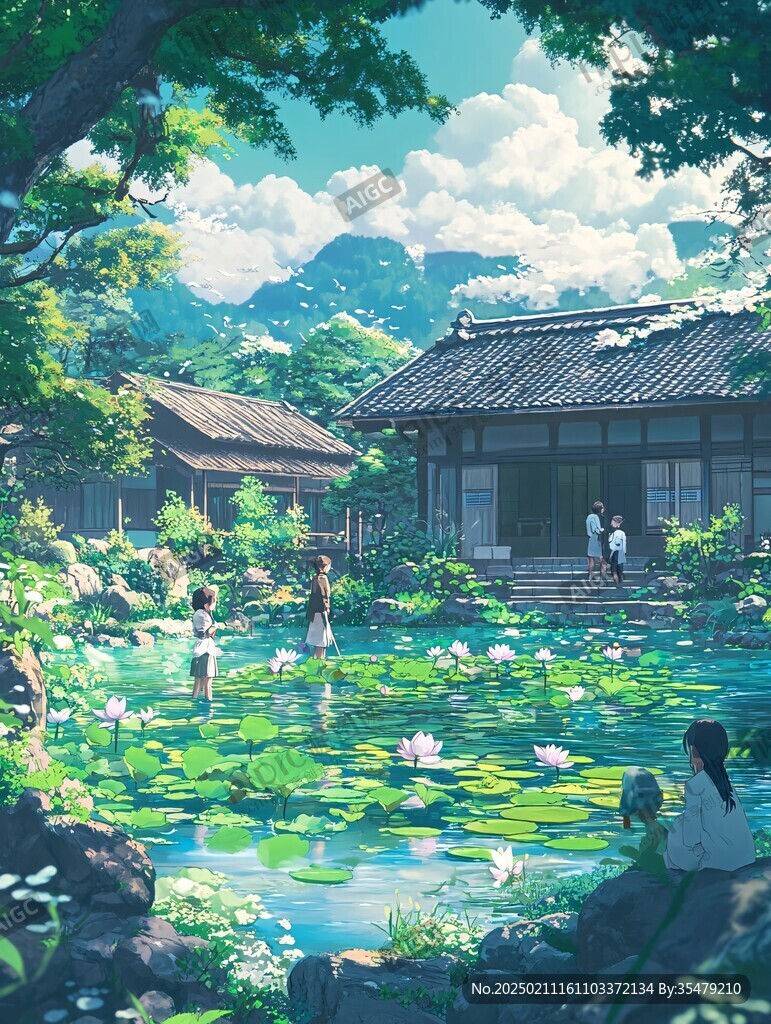 古風庭院插畫