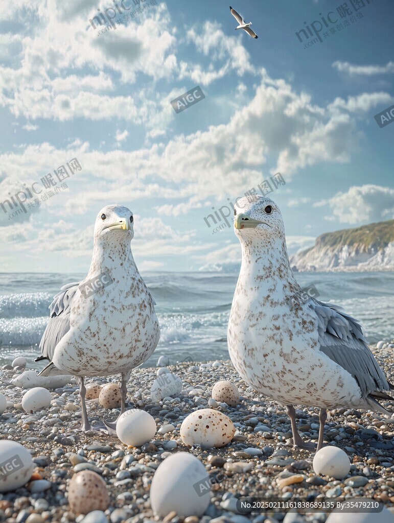 海邊石頭鳥兒