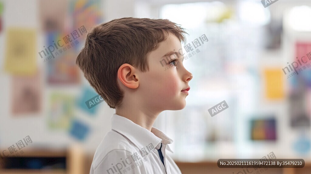 教室里的小男孩