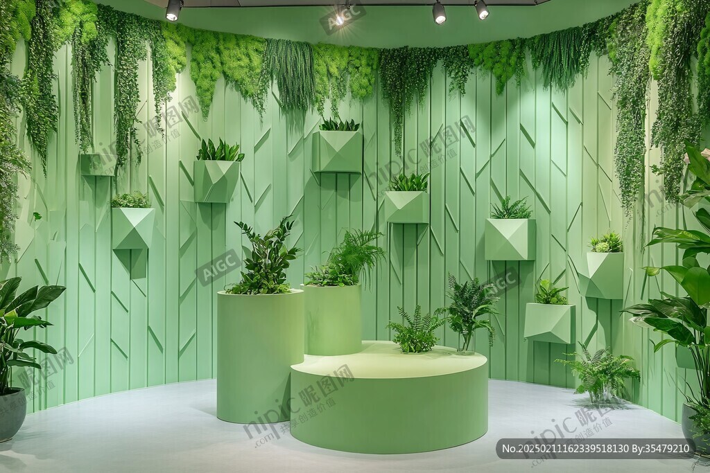 精品店綠植背景墻