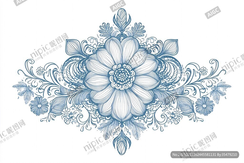 線描歐花