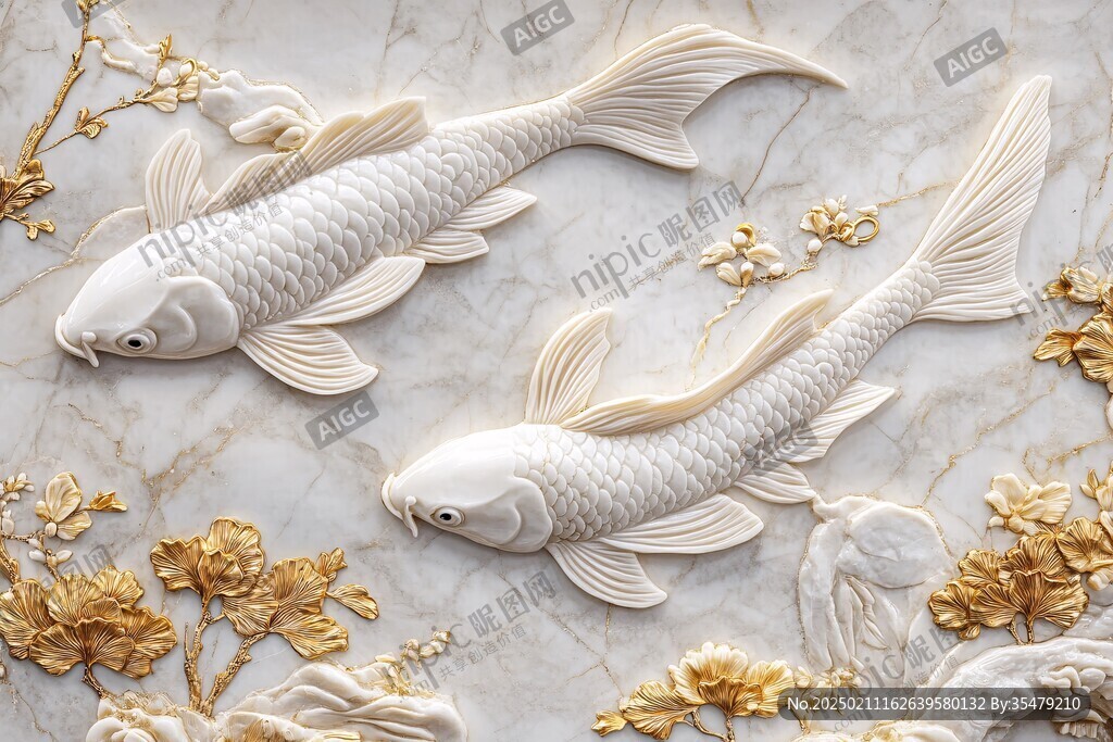 3d浮雕金魚鯉魚