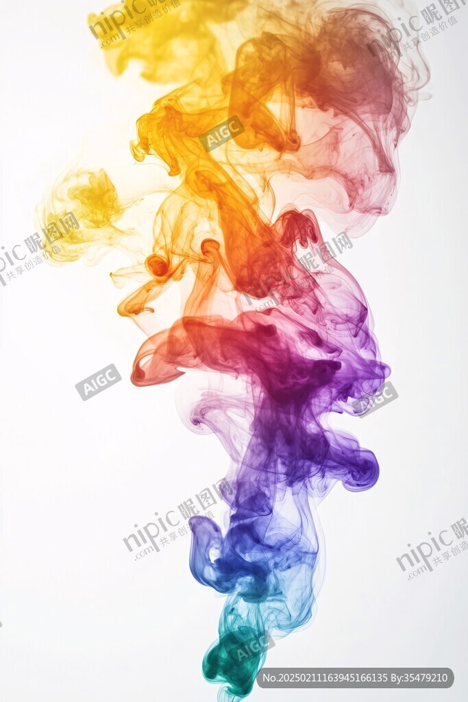 彩色煙霧暈染夢(mèng)幻墨跡