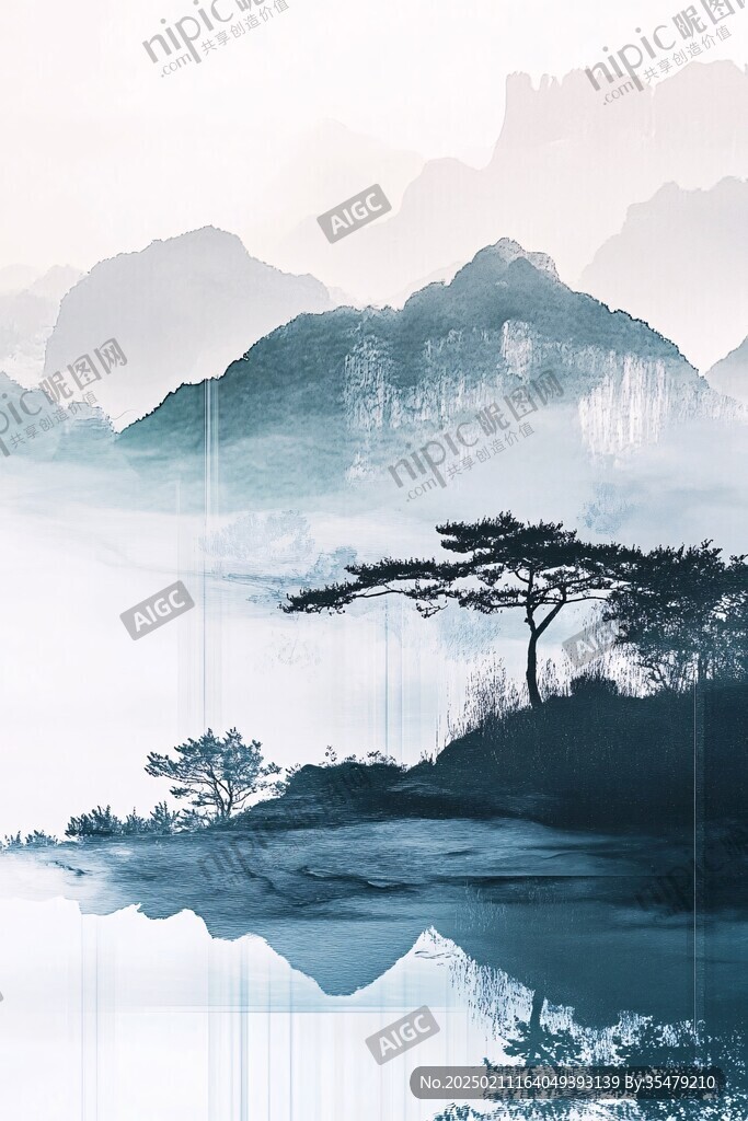 禪意山水山峰云霧風(fēng)景