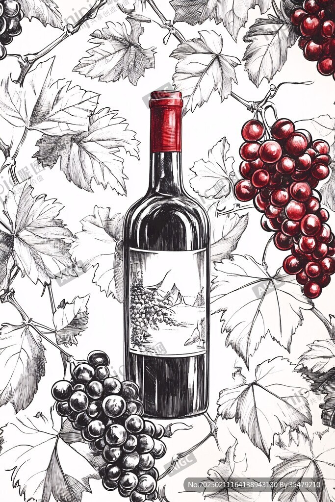 紅酒包裝插畫