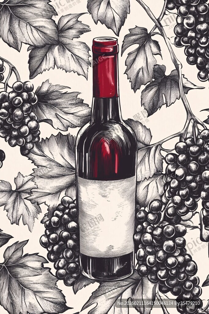 紅酒包裝插畫(huà)