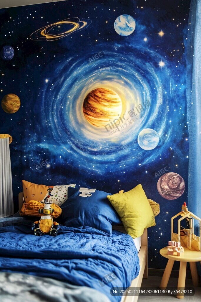兒童夢幻星球背景墻