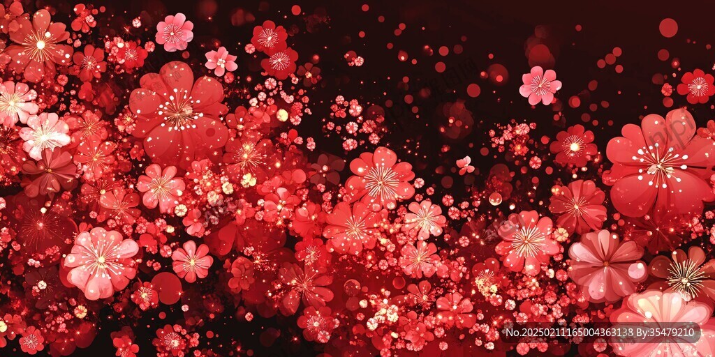 紅色星光花朵背景