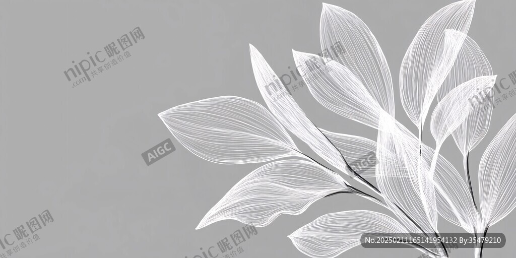 手繪植物黑白簡(jiǎn)約掛畫