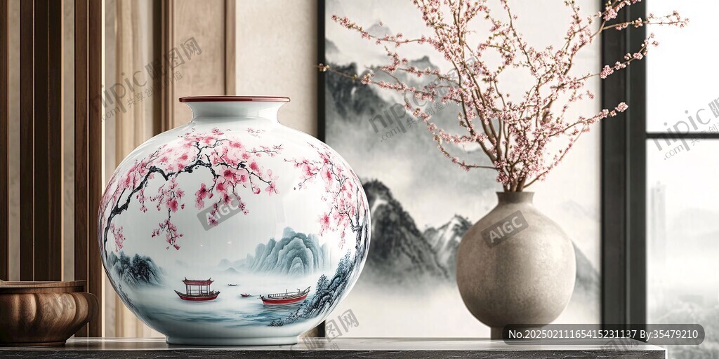 中式陶瓷花瓶