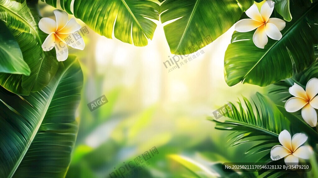 熱帶雨林花草樹木背景