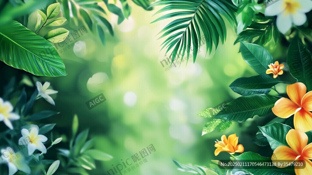 熱帶雨林花草樹木背景