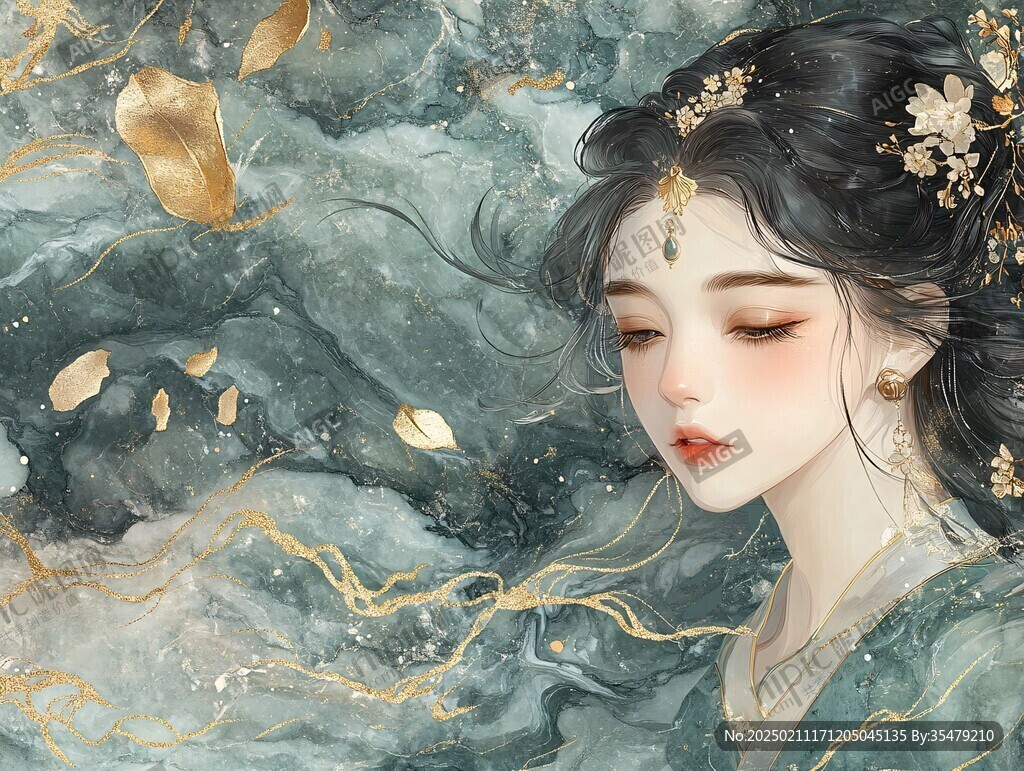 古風(fēng)美女頭像插畫封面