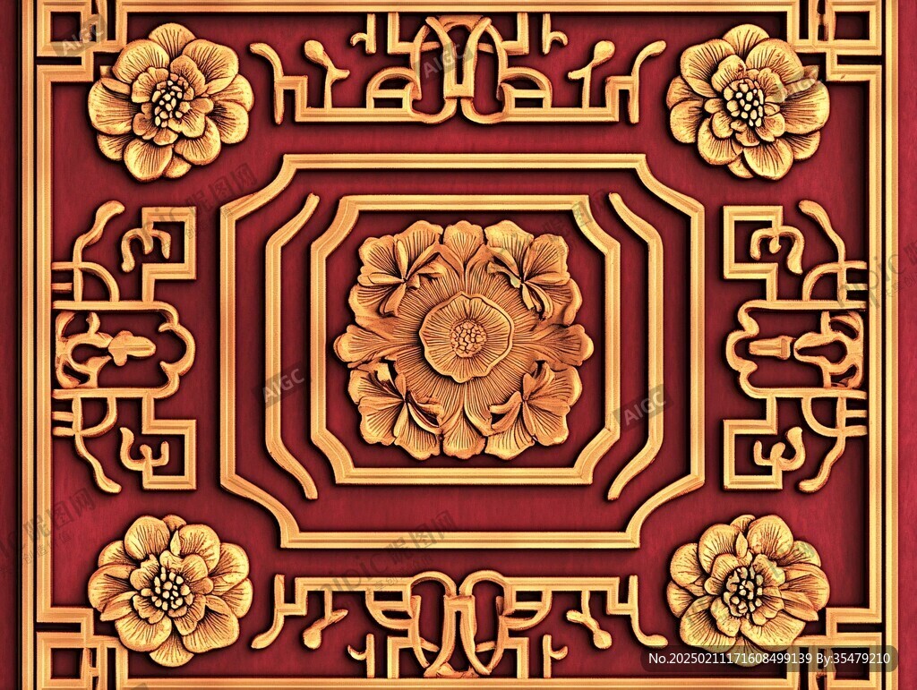 中式木雕花