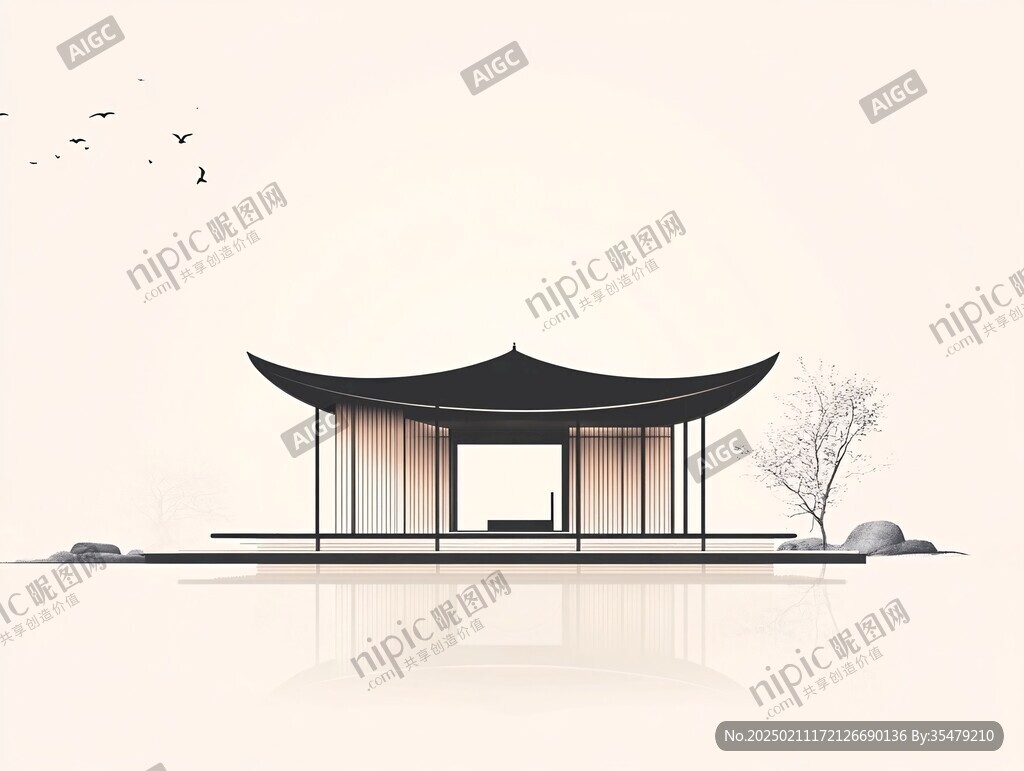 湖心亭插畫(huà)