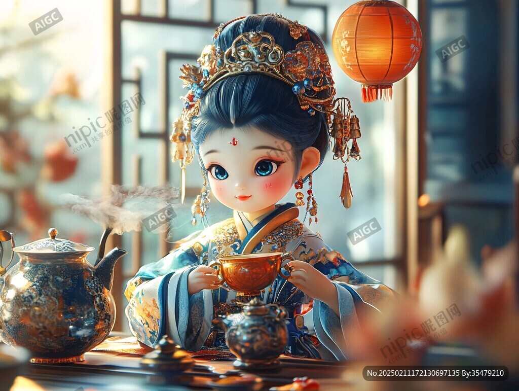 喝奶茶娃娃