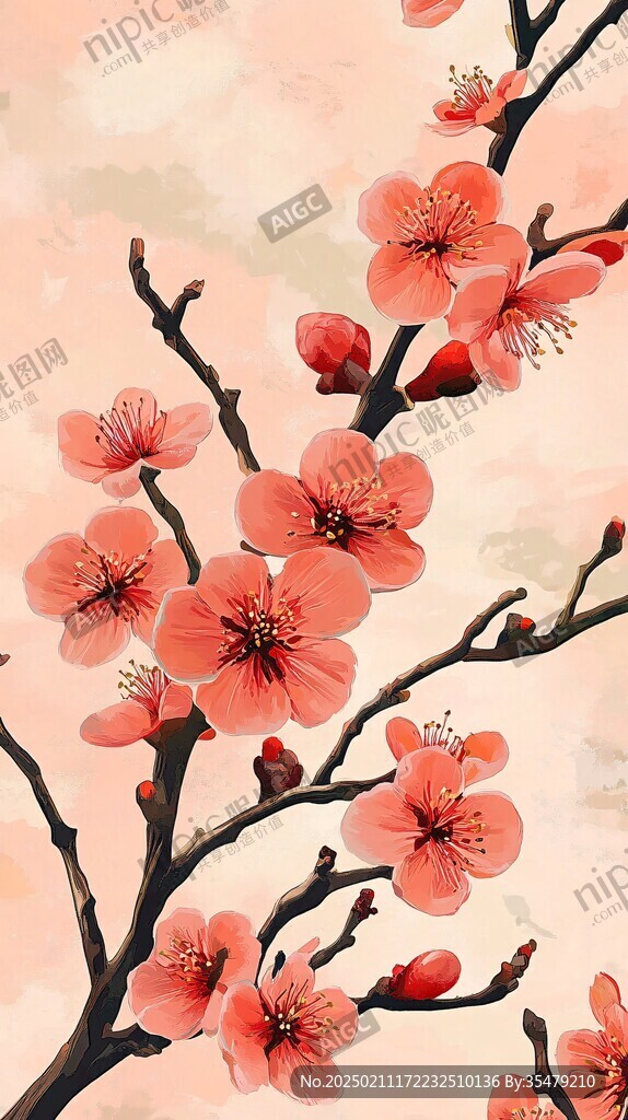 板繪梅花插畫