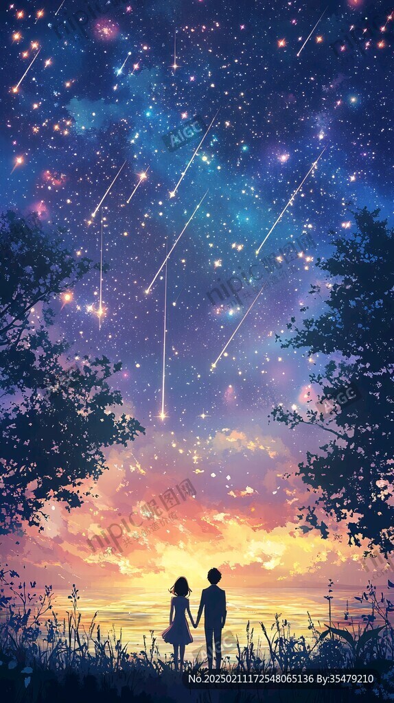 情侶看流星雨