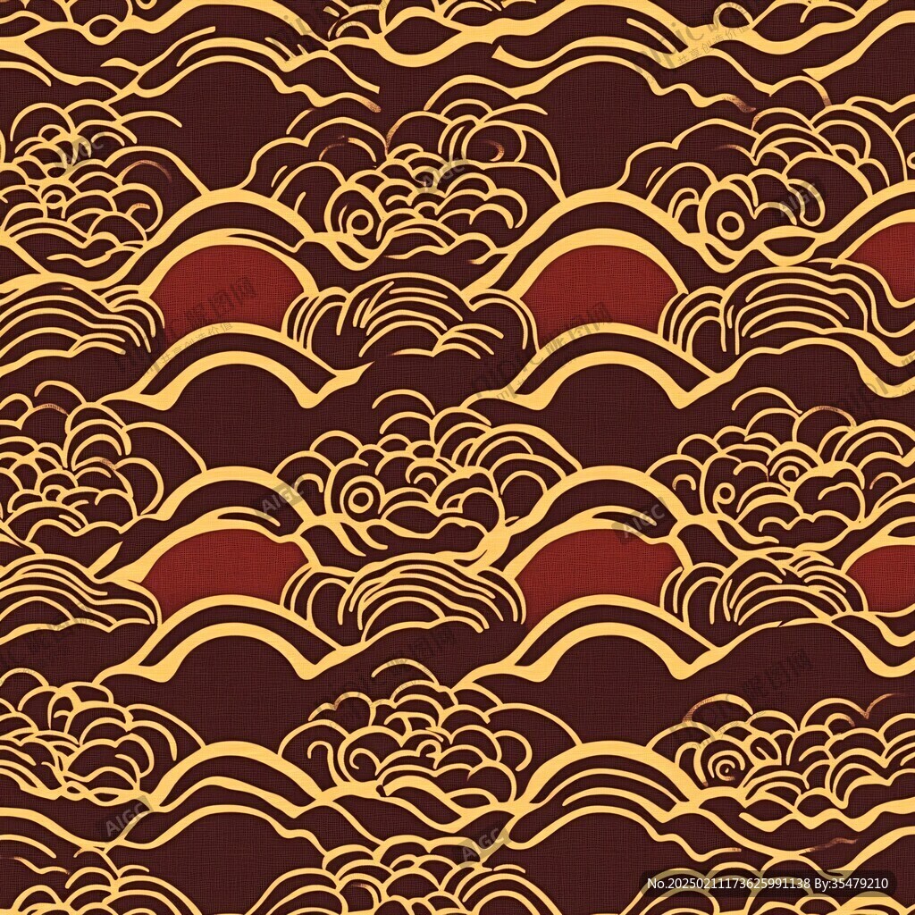 中式圖案云紋浪花