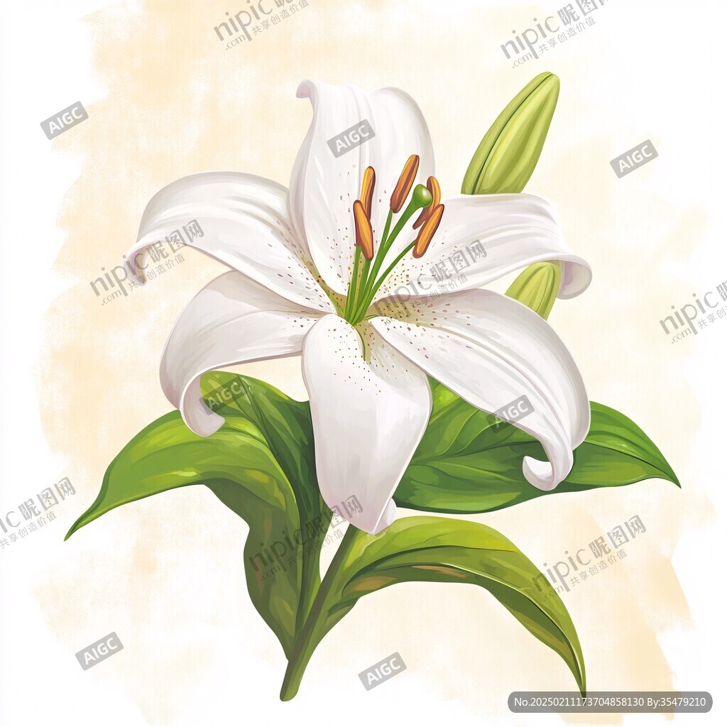 手繪百合花花卉