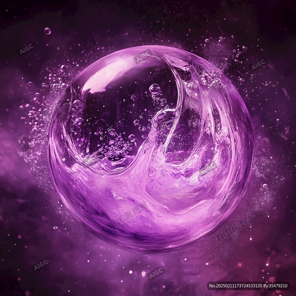 紫色夢幻細胞流體畫