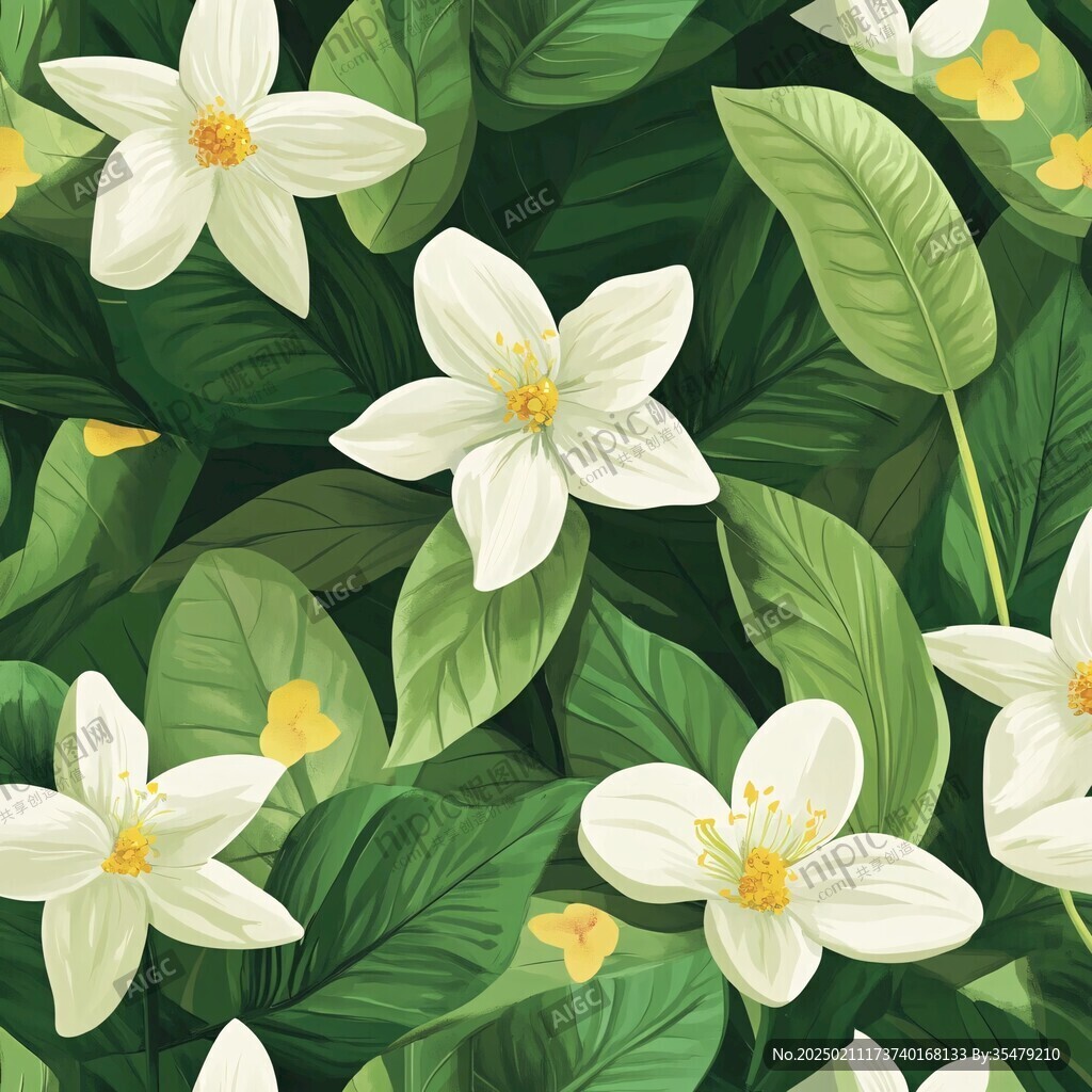 綠葉鮮花背景圖