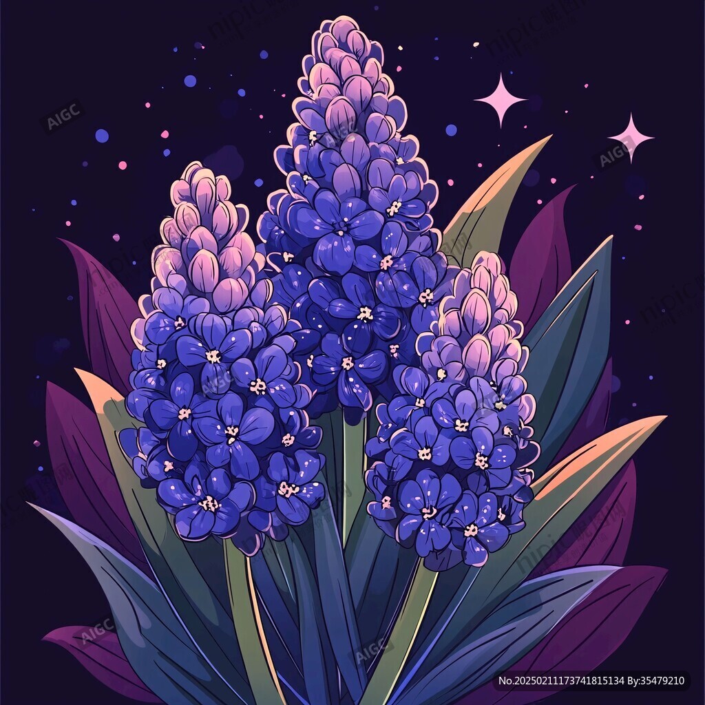紫月荷蘭花插畫