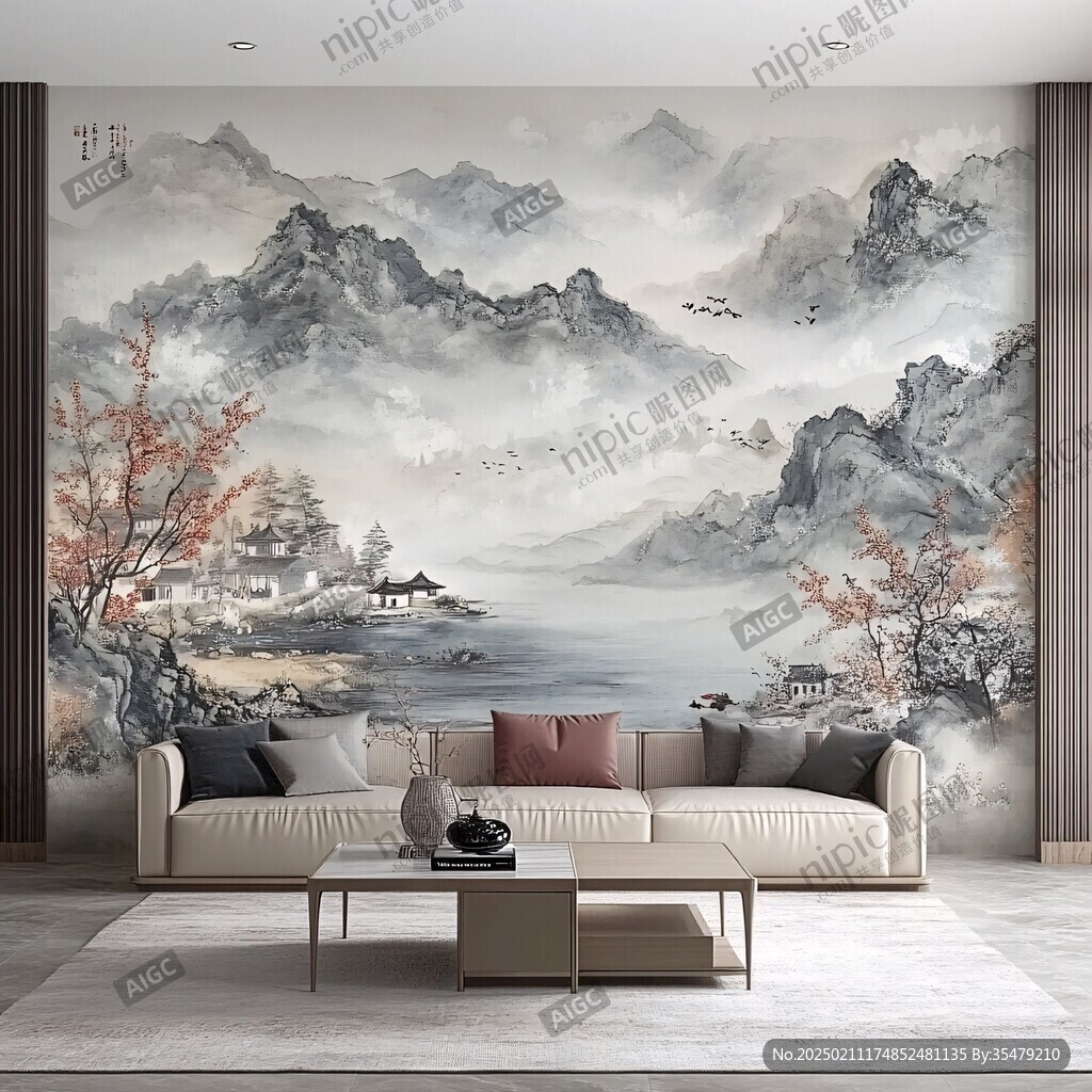山水畫壁紙墻紙
