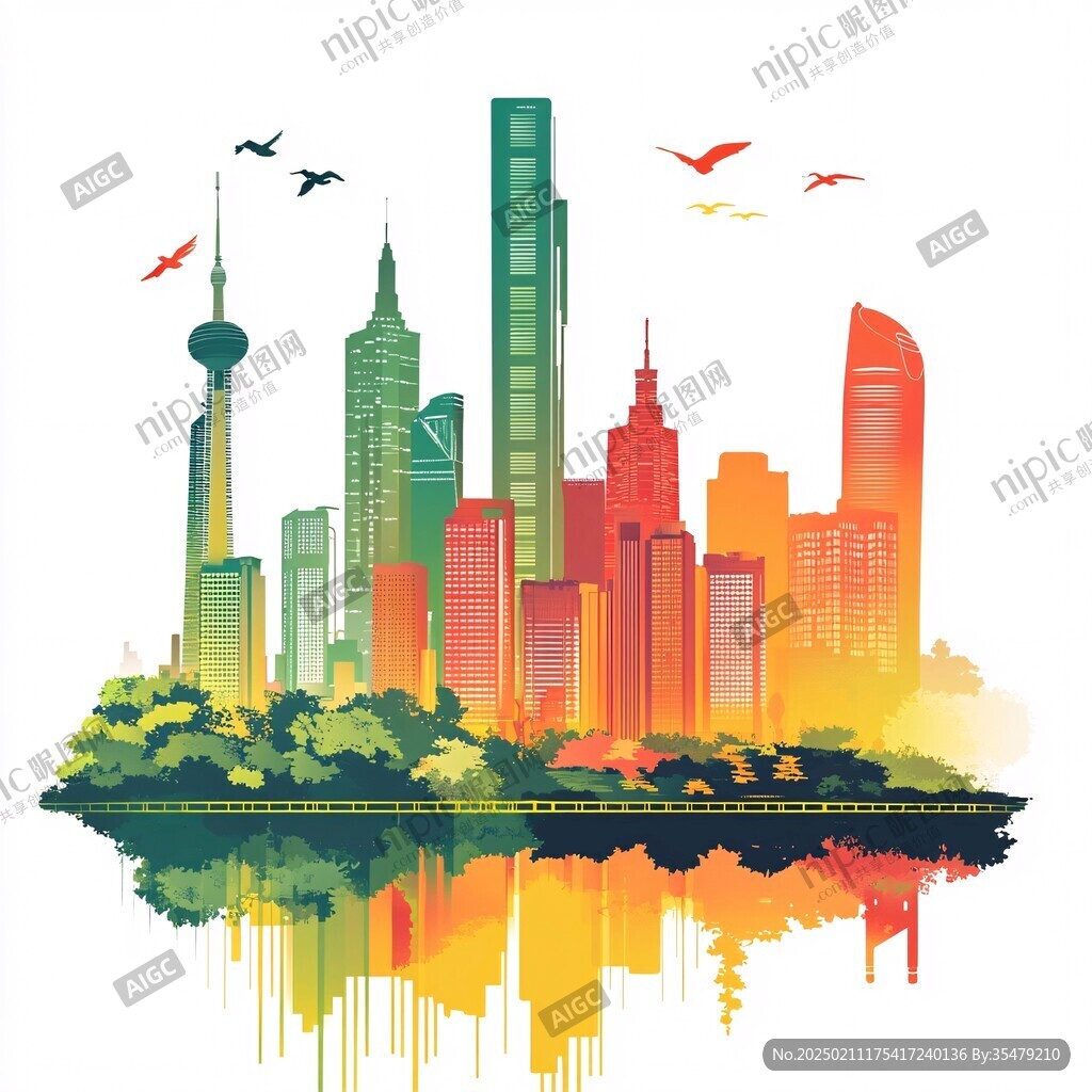 直轄市城市建筑插畫
