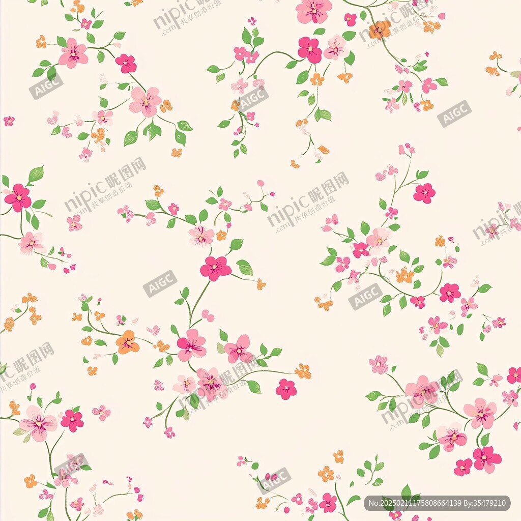枝條小花墻紙花型