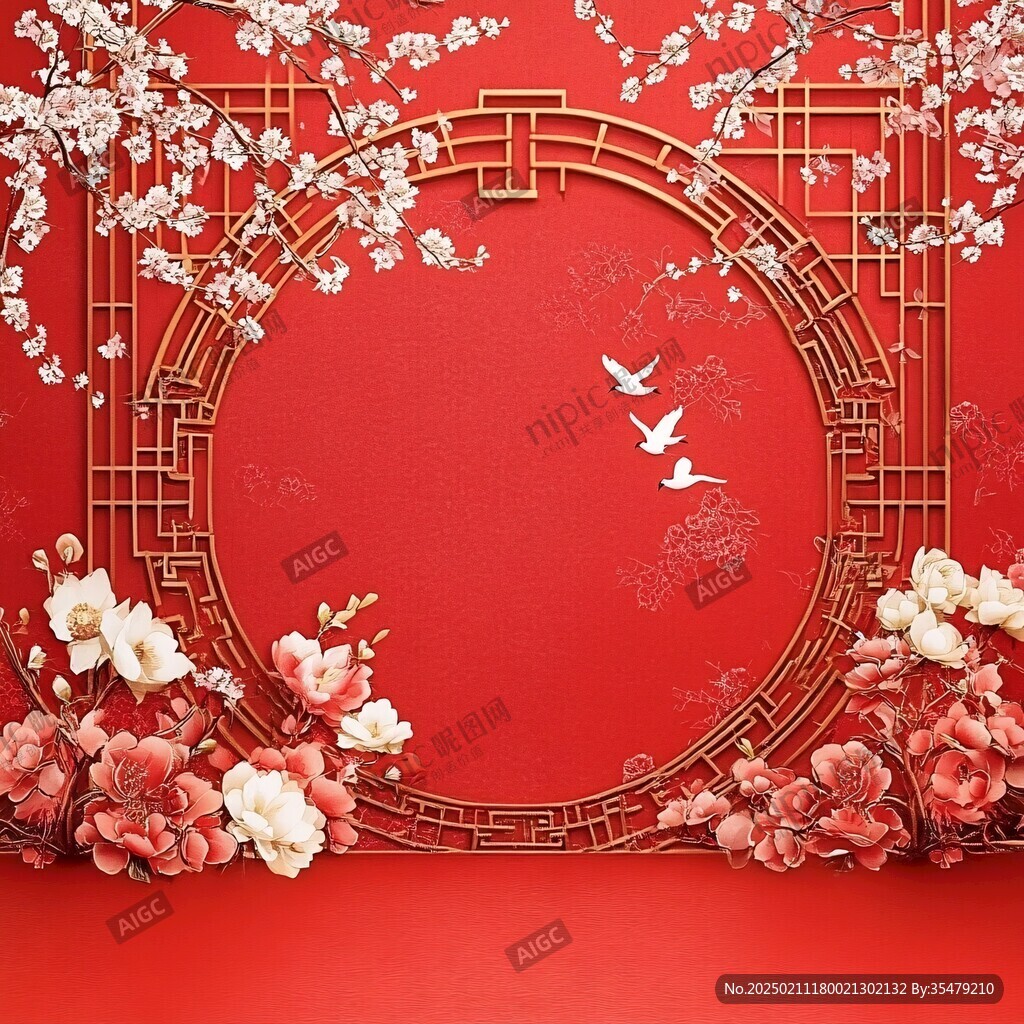 婚禮中式梅花背景