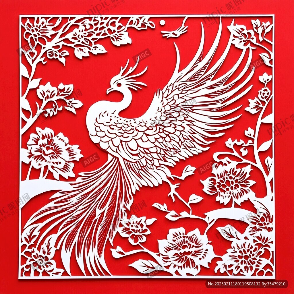喜鵲菊花剪紙