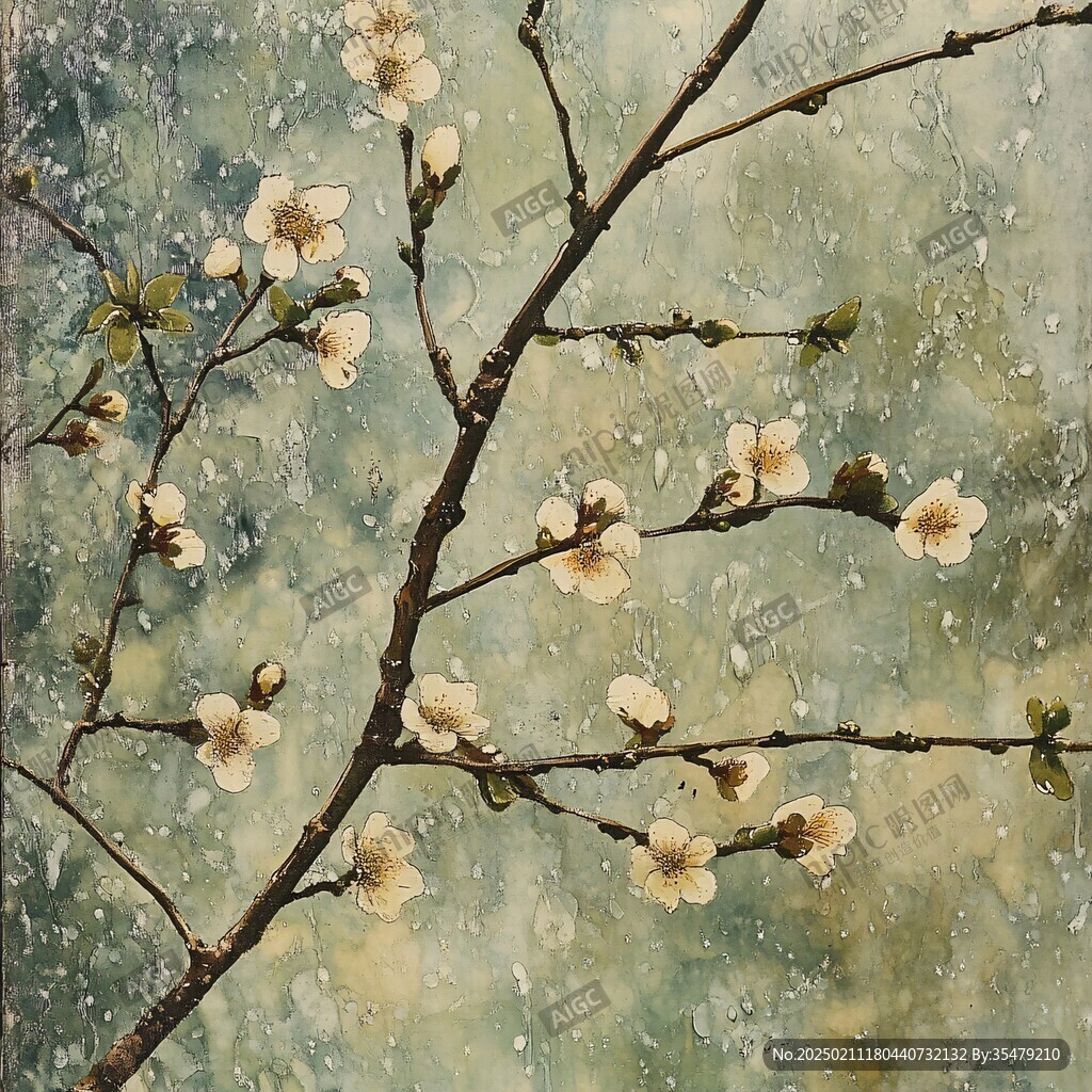 油畫梅花