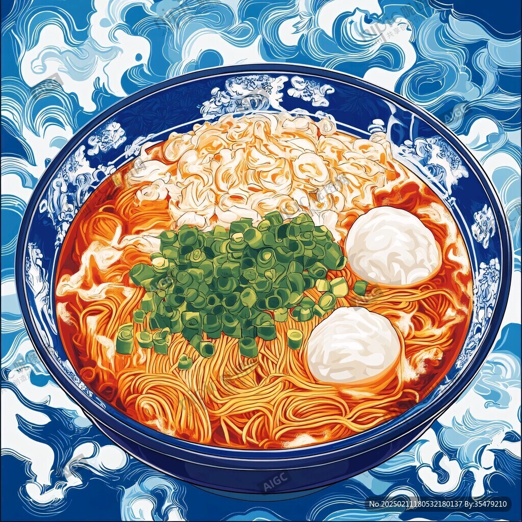 大碗面插畫