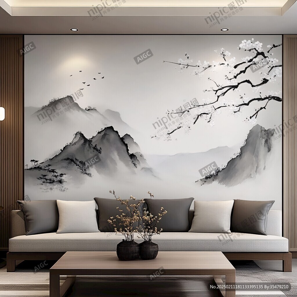 山水畫壁紙墻紙