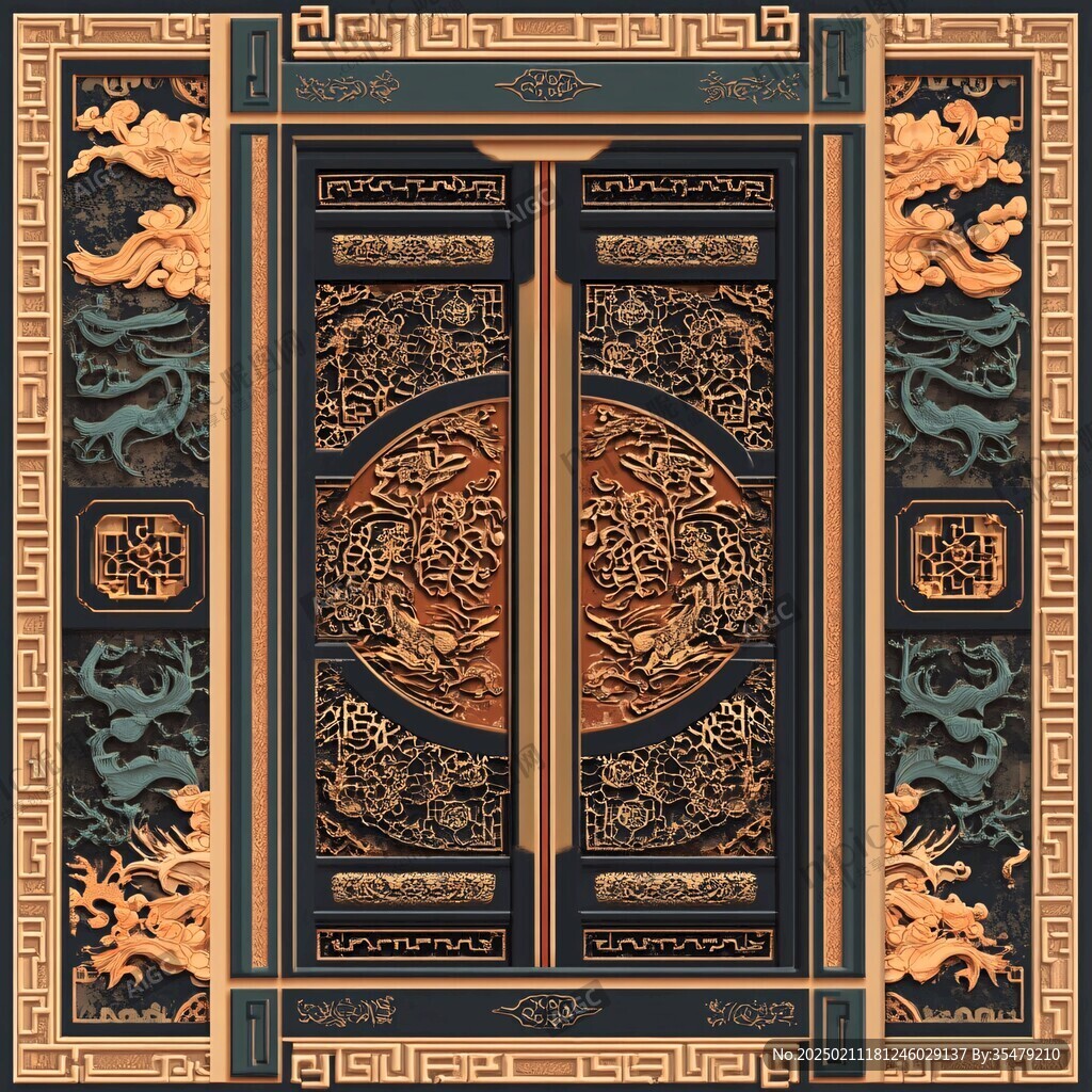 龍鳳雕刻門