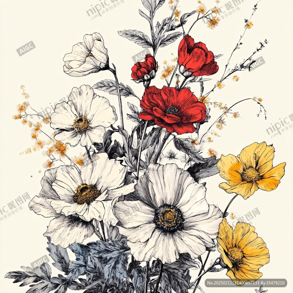 手繪雪菊